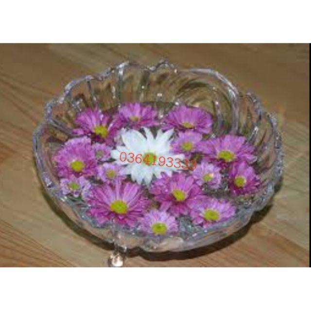 Bát thủy tinh thả hoa 24cm 3 chân