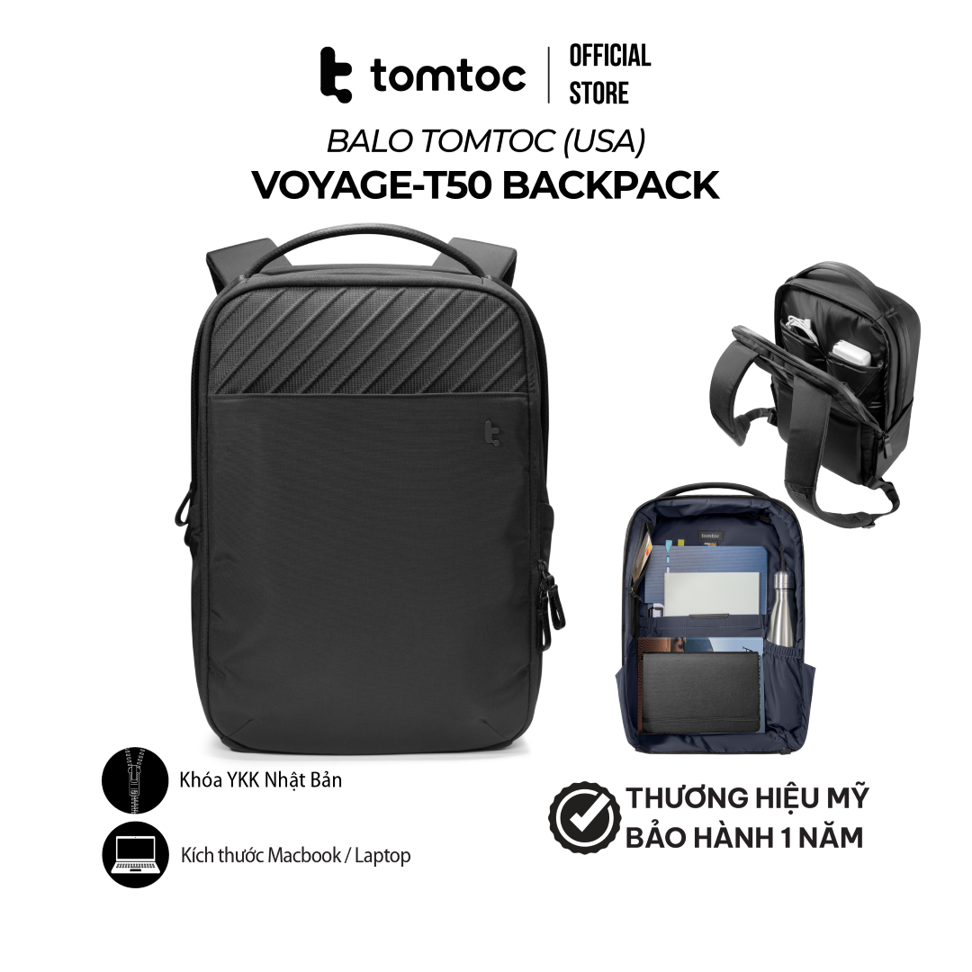 Balo TOMTOC (USA) Voyage-T50 Backpack cho Laptop 15.6&quot; - Đỉnh cao của chất liệu, hàng chính hãng