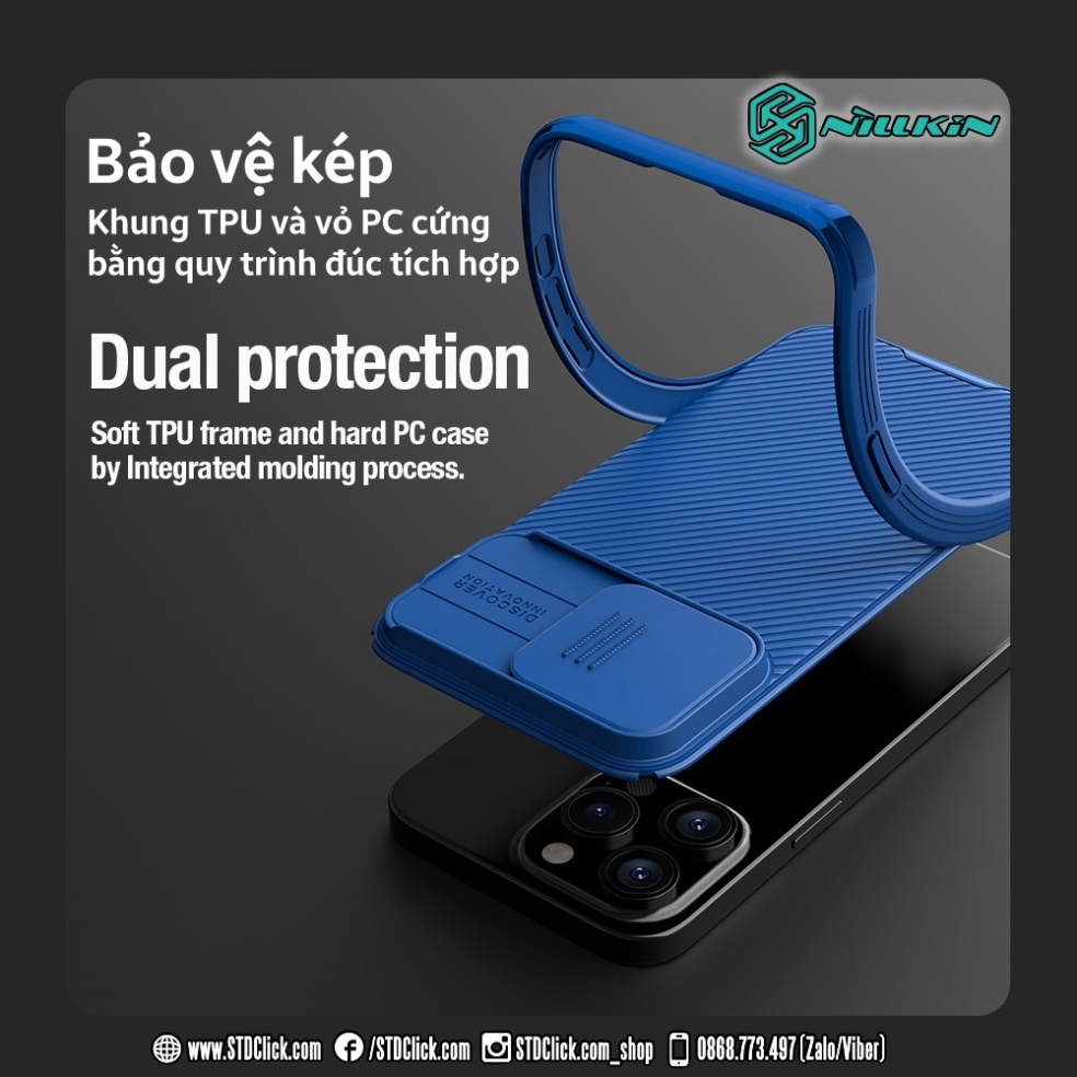 ỐP LƯNG DÀNH CHO ĐIỆN THOẠI IPHONE 15 PRO MAX - 15 PRO NILLKIN CAMSHIELD PRO NILLKIN