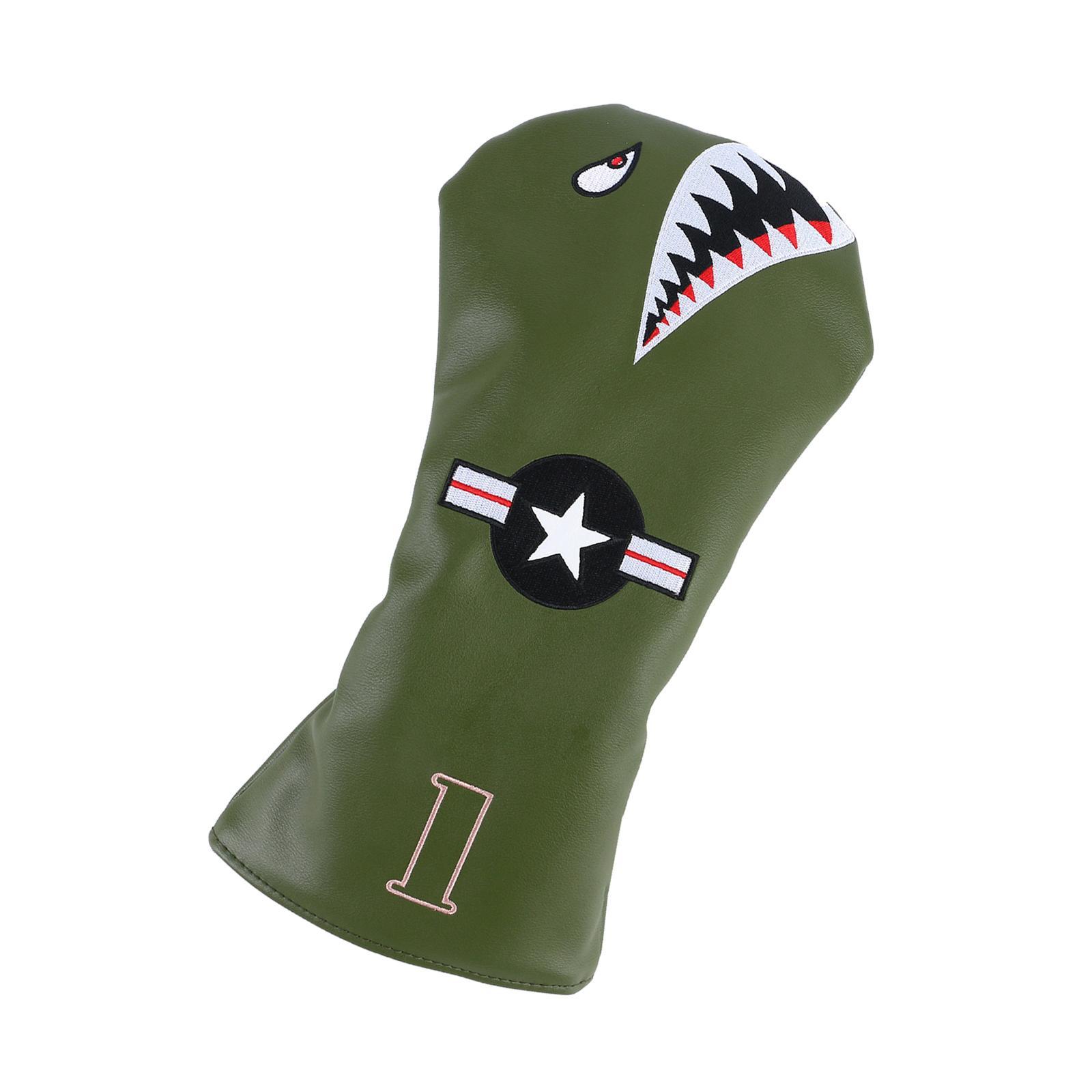 PU Leather Golf Club Headcover Non Slip Long Neck for Woods Driver Fairway Hybrid