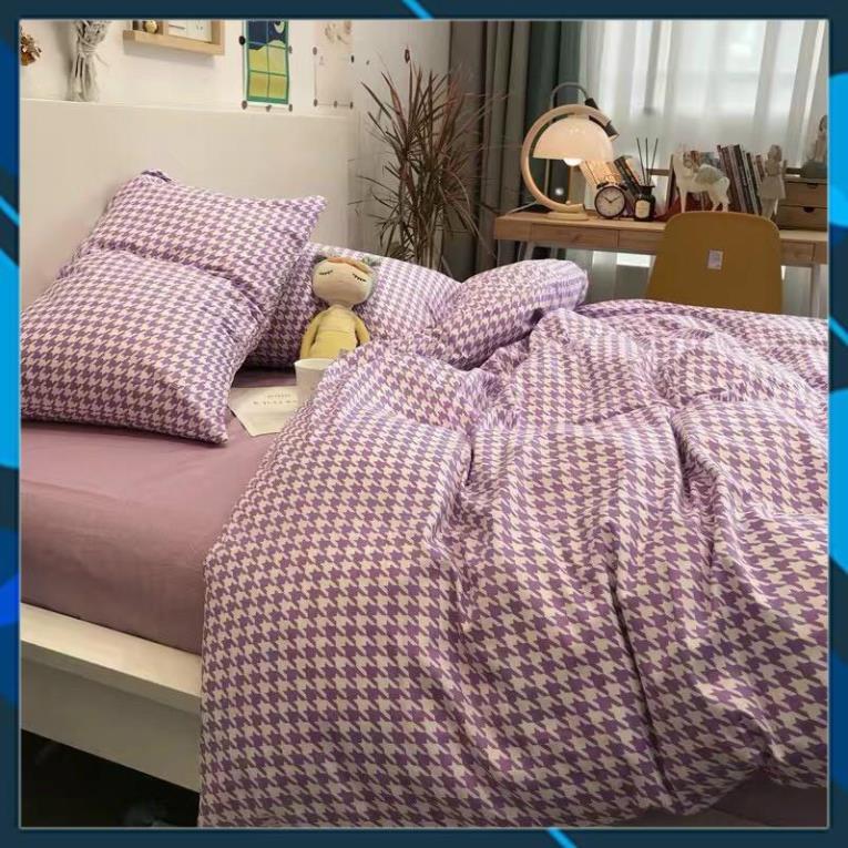Bộ chăn ga gối Cotton Poly roma tím, vỏ chăn mền, drap giường và 2 vỏ gối