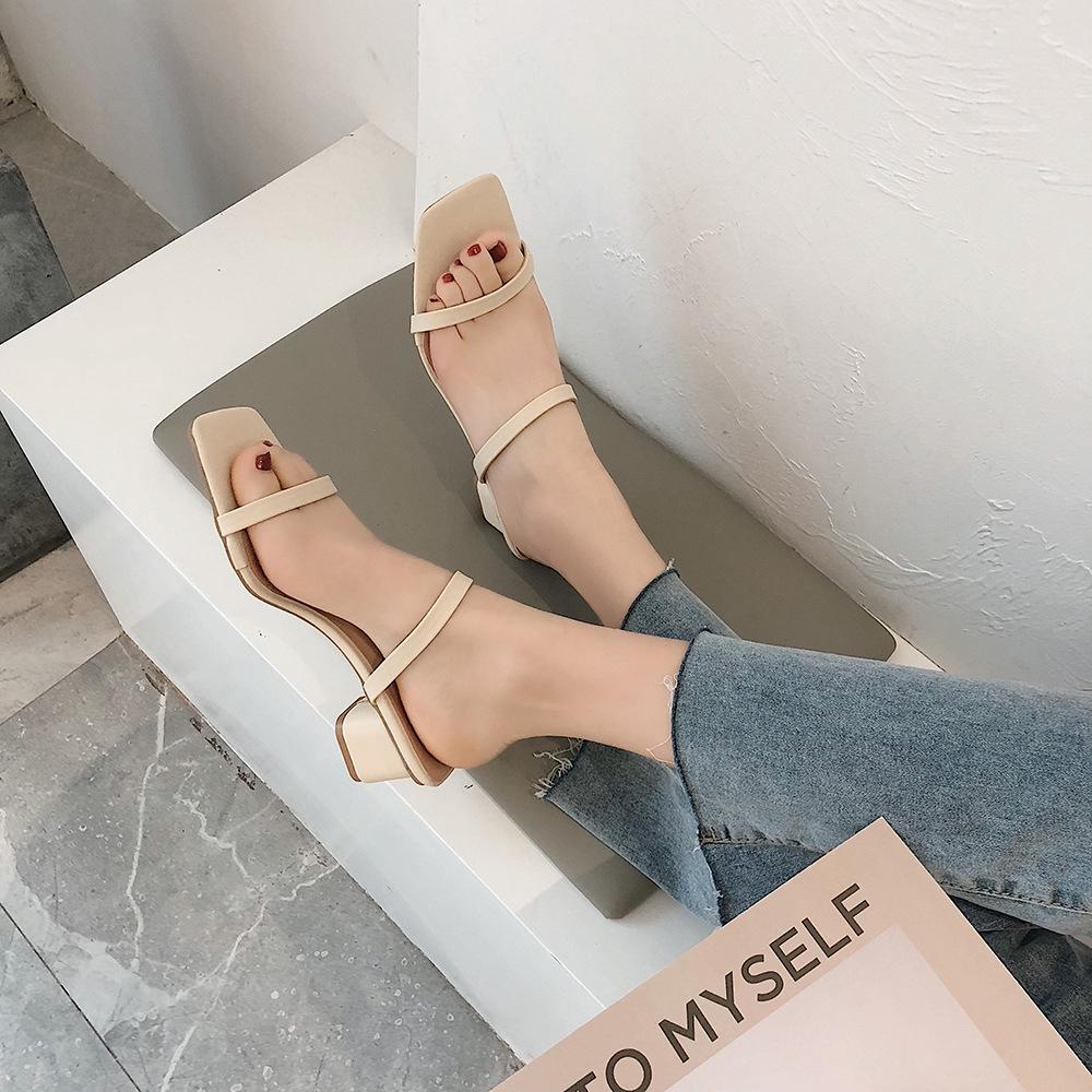 Women's high heel sandals with fashion low heel straps