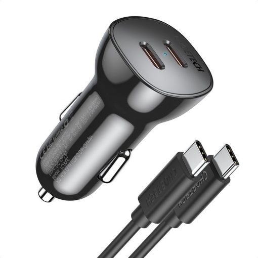 Tẩu Sạc Điện Thoại trên ô Tô TC0008-V2 Choetech 40W Dual Type-C Fast Car Charger - Hàng Chính Hãng