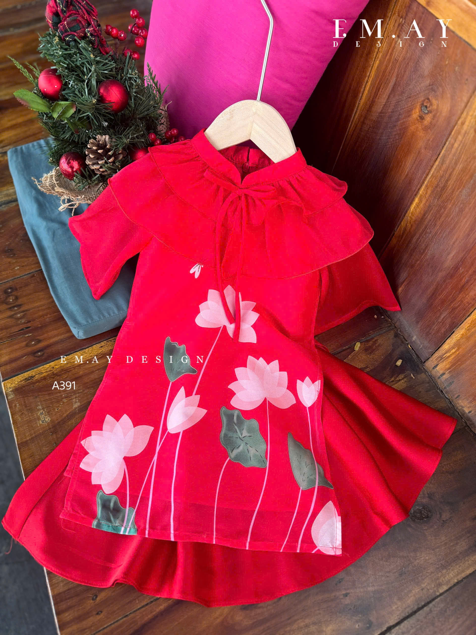 Áo dài cho bé gái mẫu Hoa mùa xuân xinh xắn tết trung thu năm mới từ 10-45kg hàng thiết kế cao cấp