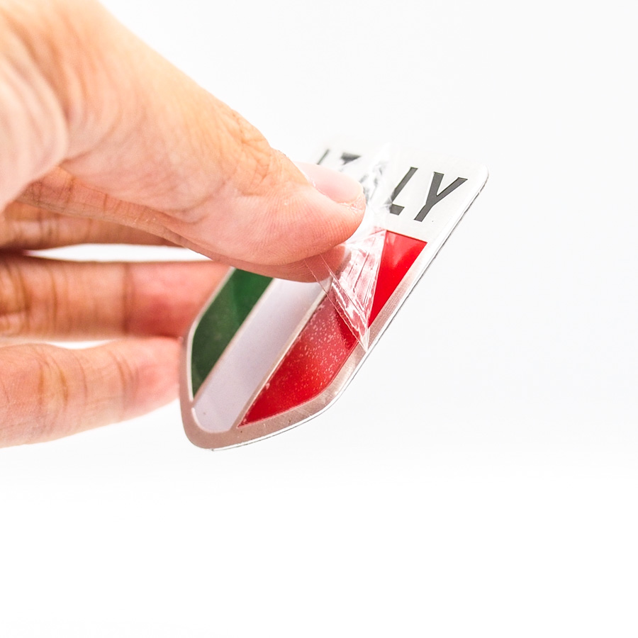 Sticker hình dán metal cờ Ý Italia - miếng lẻ - Khiên 5x5cm