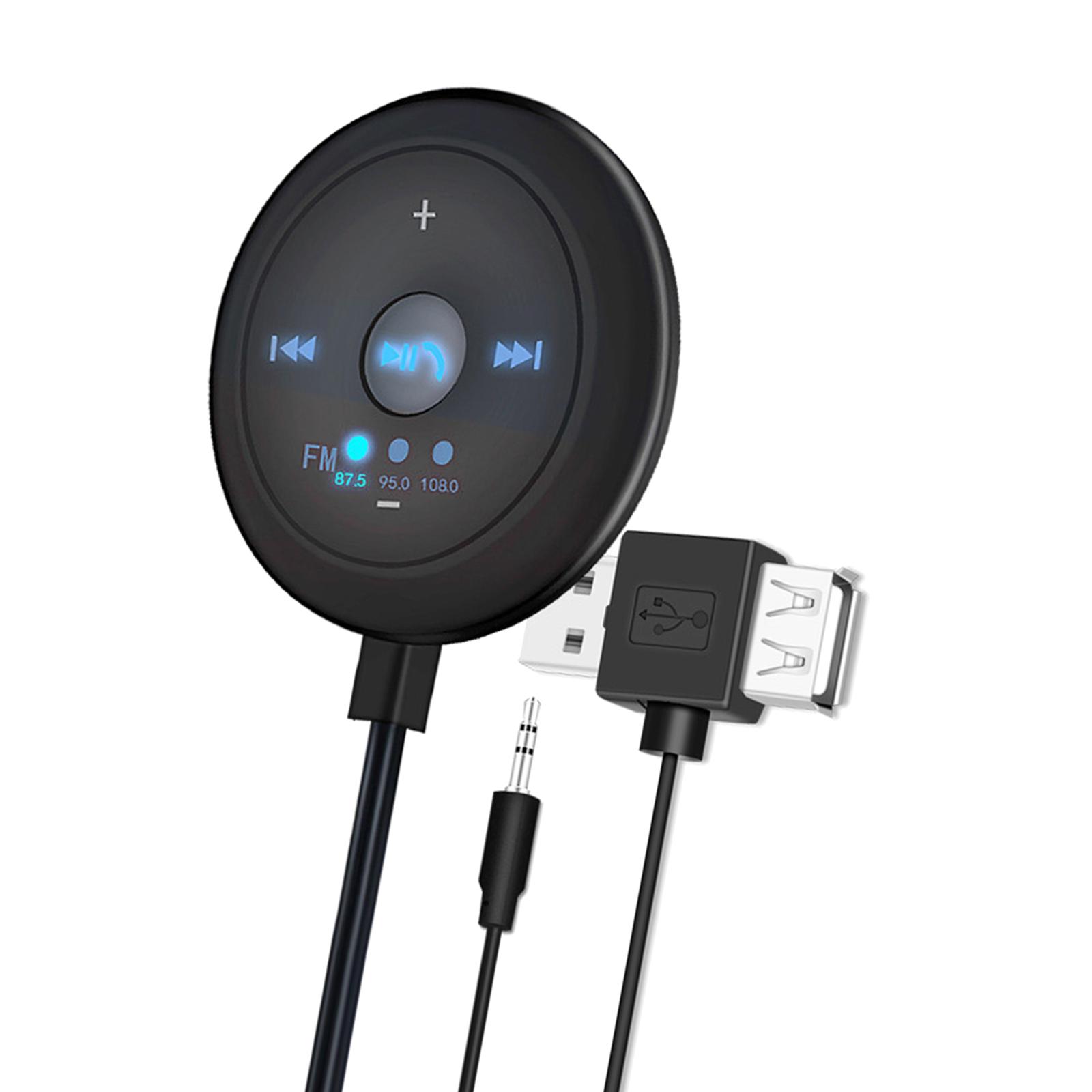 2x2 in 1 FM Bluetooth 5.0 Transmitter Receiver AUX Audio Adapter for Car TV