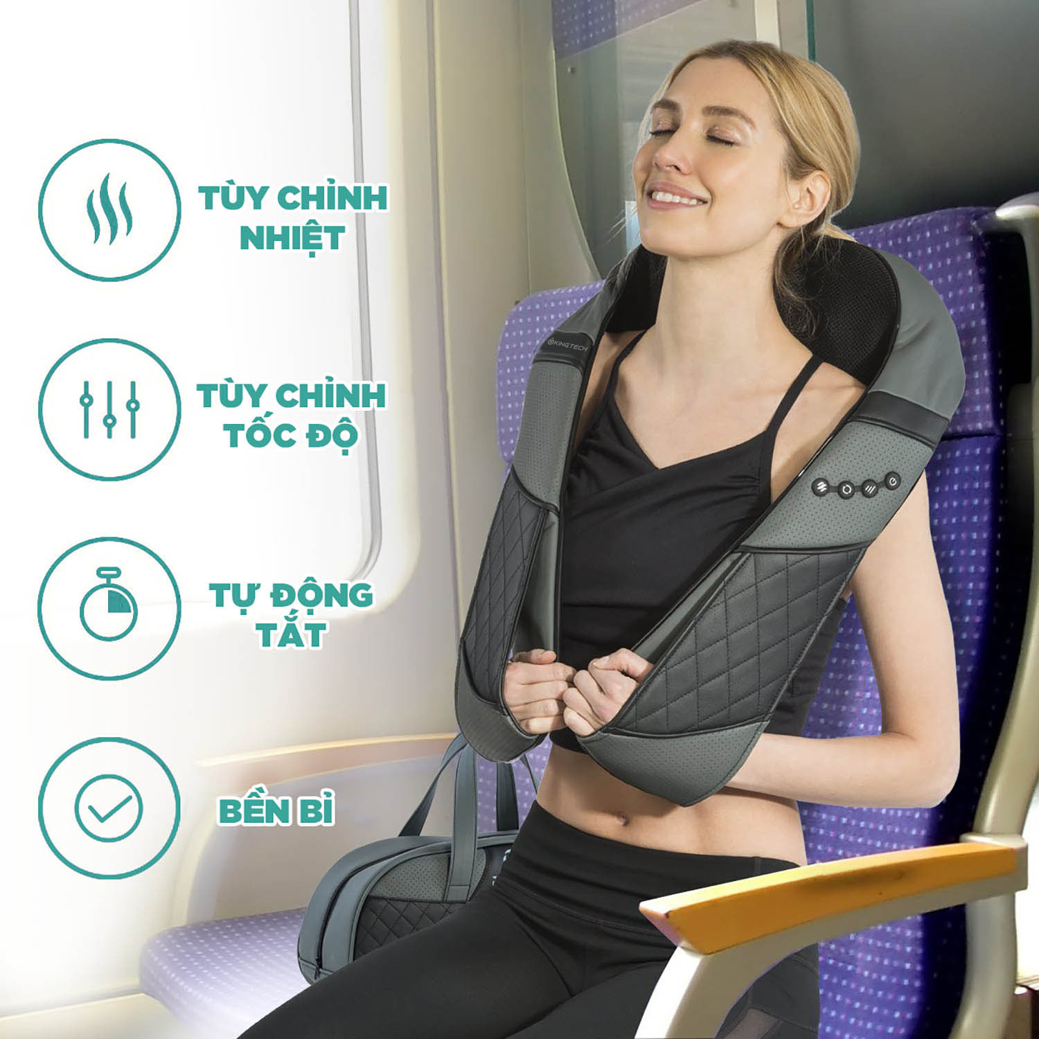 Máy Massage Cổ Vai Gáy Chuyên Sâu 3D KINGTECH KS460 - Hỗ Trợ Mát xa Đùi, Chân, Lưng Dưới - Tích Hợp Nhiệt Hồng Ngoại - Tiện Sử Dụng Tại Nhà, Văn Phòng, Du Lịch - Quà Tặng Tuyệt Vời Dành Cho Người Thân - Chính Hãng