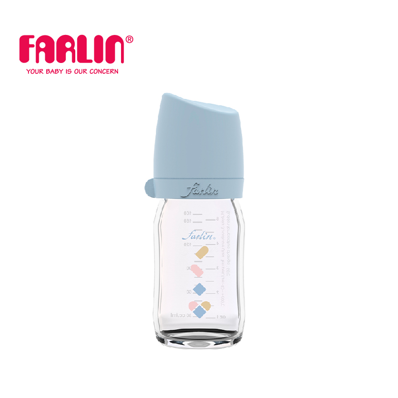 Bình Sữa Thủy Tinh City Bottle Cổ Rộng Của FARLIN - Xanh Cổ Điển - 160ML