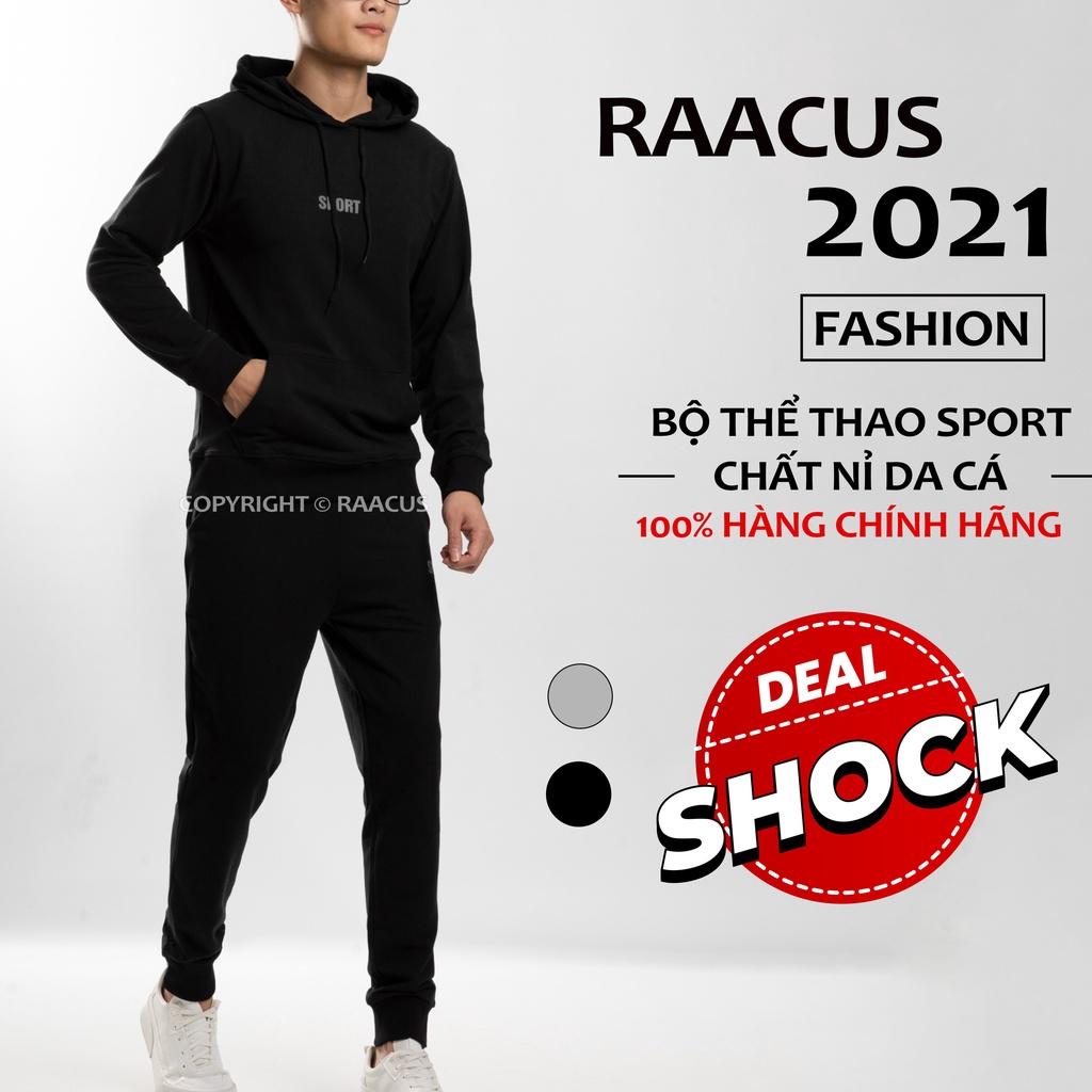 Bộ nỉ nam RAACUS chất nỉ da cá cao cấp mùa đông, bộ thể thao nam chất nỉ thu đông SPORT - D1DBD218