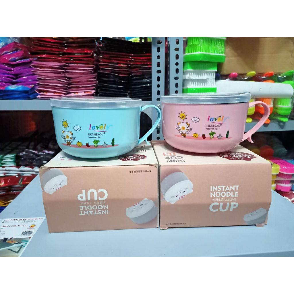 Bát ăn cháo tô mì 2 lớp cách nhiệt kèm muỗng hàng đẹp