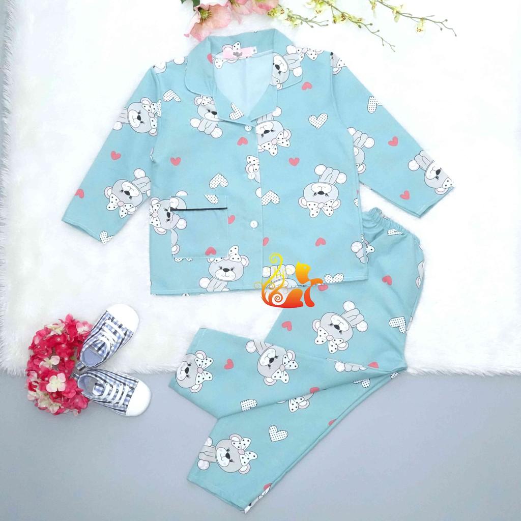 Đồ Bộ Mặc Nhà &quot;Gấu nơ bi&quot; Pijama Kate Thái Quần Dài - Cho Bé 16-42kg