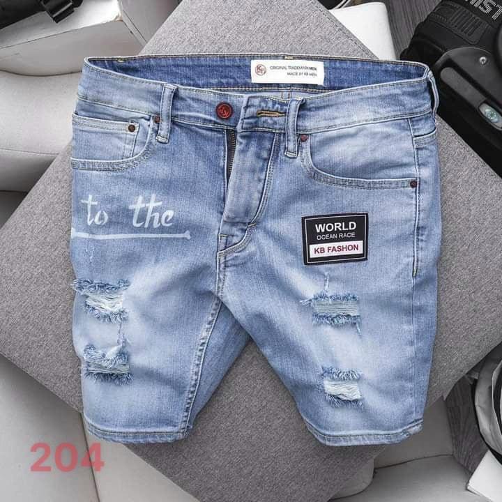 Quần Sọt Jean Nam màu Đen Xám, Quần Short Nam Co Giãn thời trang cao cấp MuradFashion ms5505