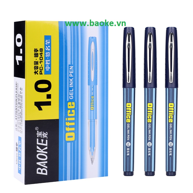 Hộp 12 cây Bút nước Baoke ngòi 1.0mm - PC1048 mực xanh