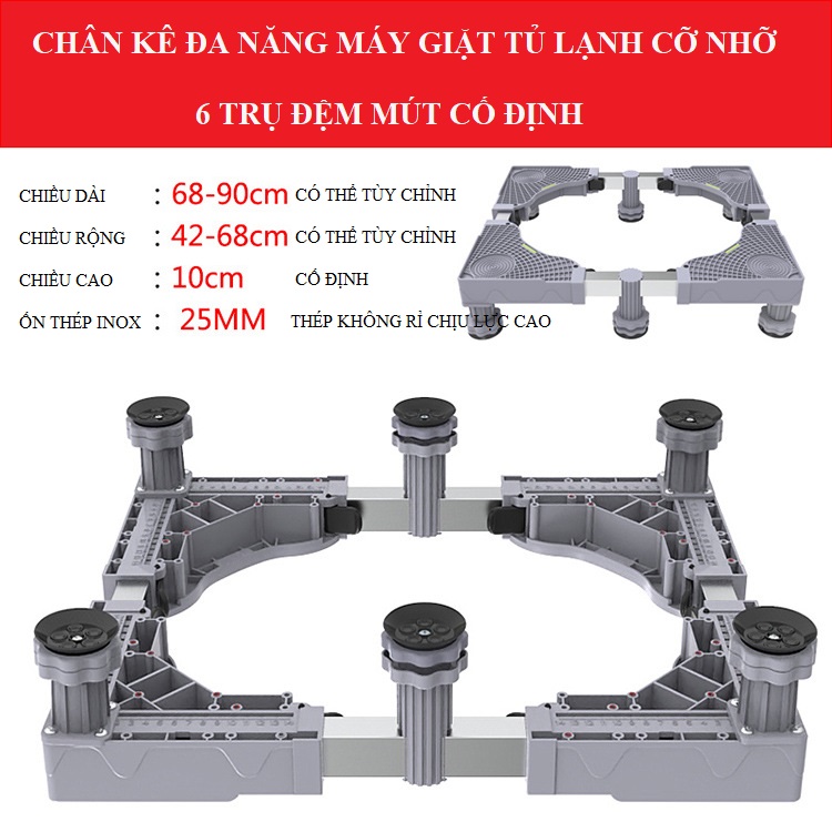 Chân kê tủ lạnh , máy giặt cao cấp tùy chỉnh kích thước từ 42- 90cm