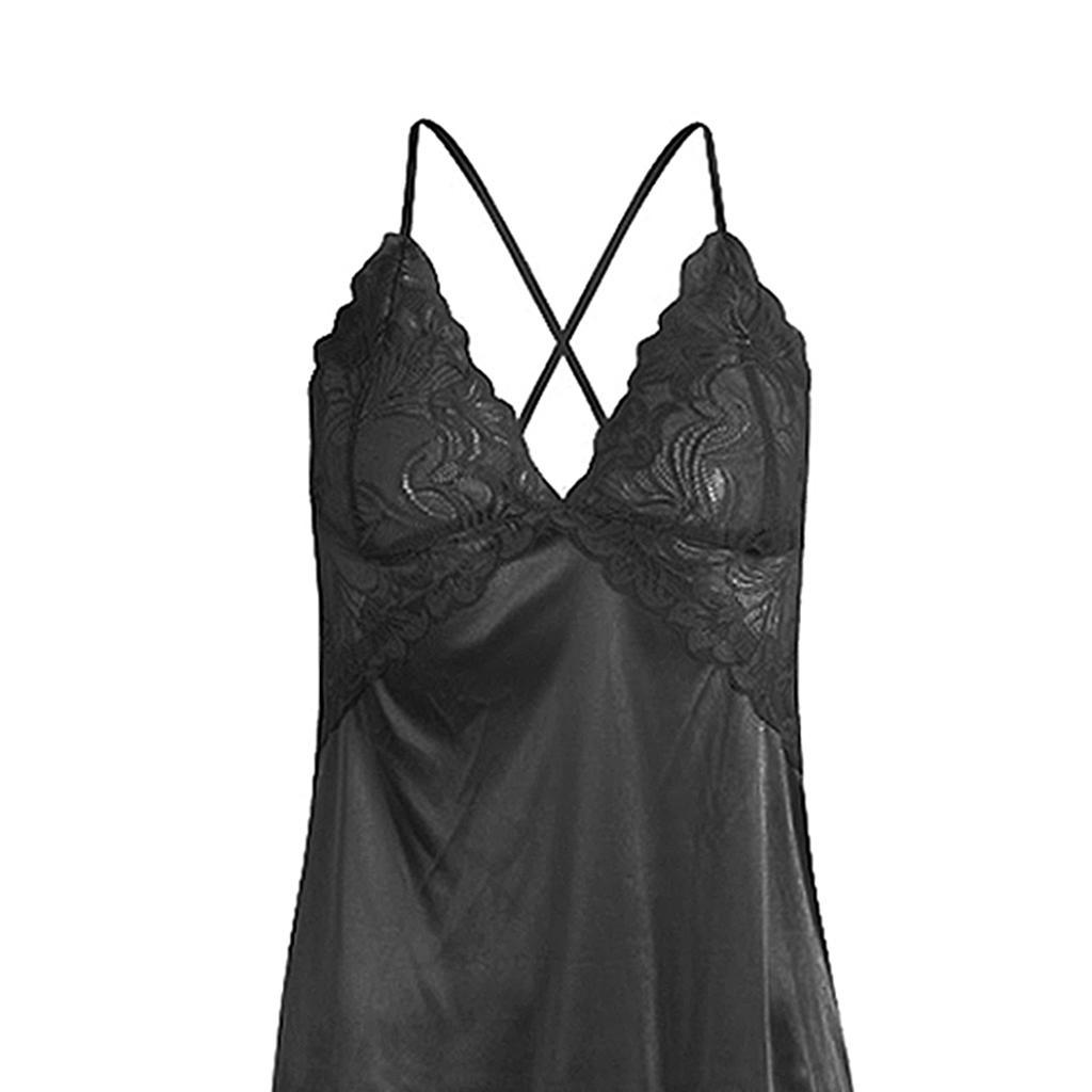 Women's Lingerie Lace Strappy Sleepwear T-back Set Nighty