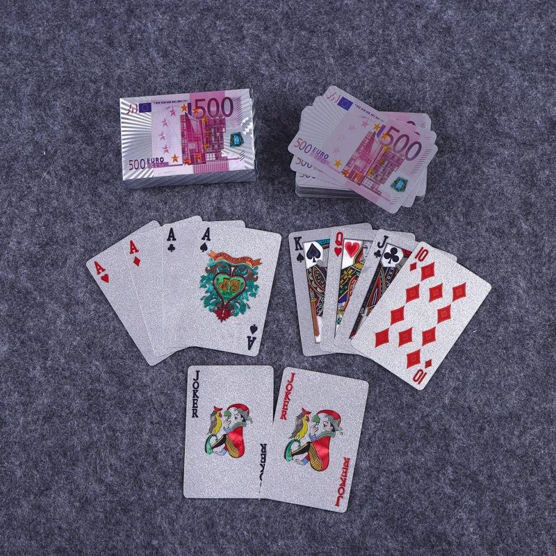 Bộ thẻ bài MẠ BẠC màu trắng chống thấm nước 54 lá khác nhau bộ tú bài tây mạ vàng