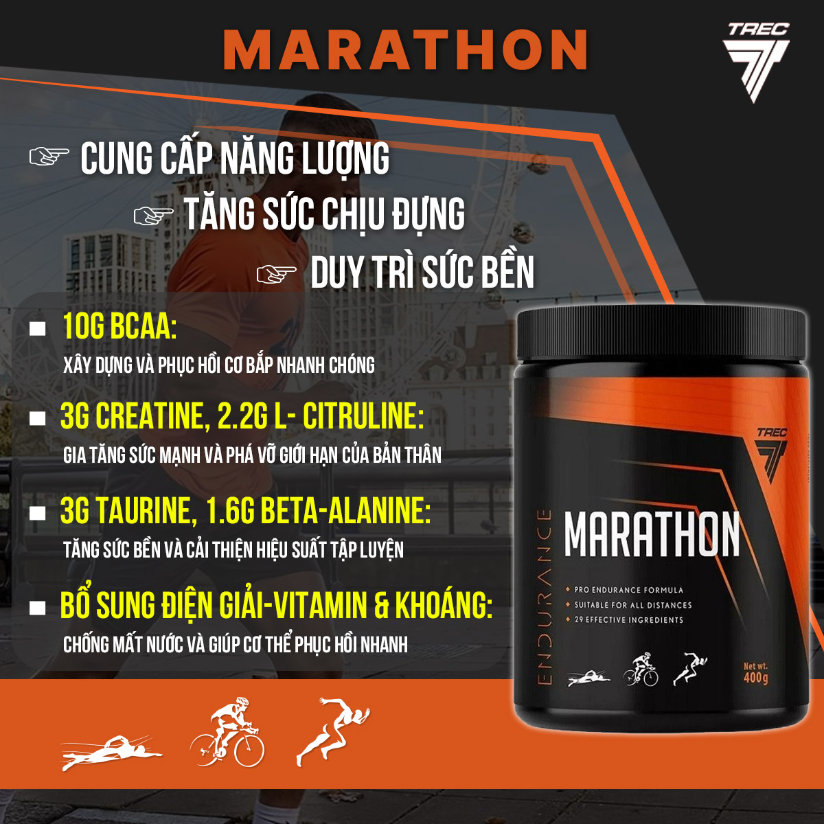 TREC MARATHON 400g - Nhiều Hương Vị - Thương Hiệu Trec Nutrition