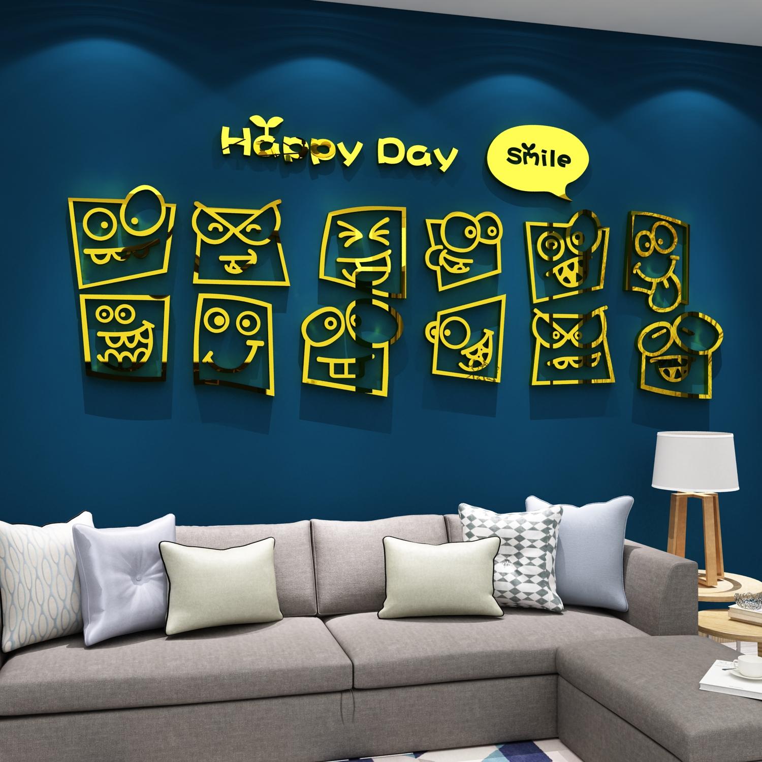 Tranh mica dán tường Happy Day trang trí Quán Cafe, Trà Sữa