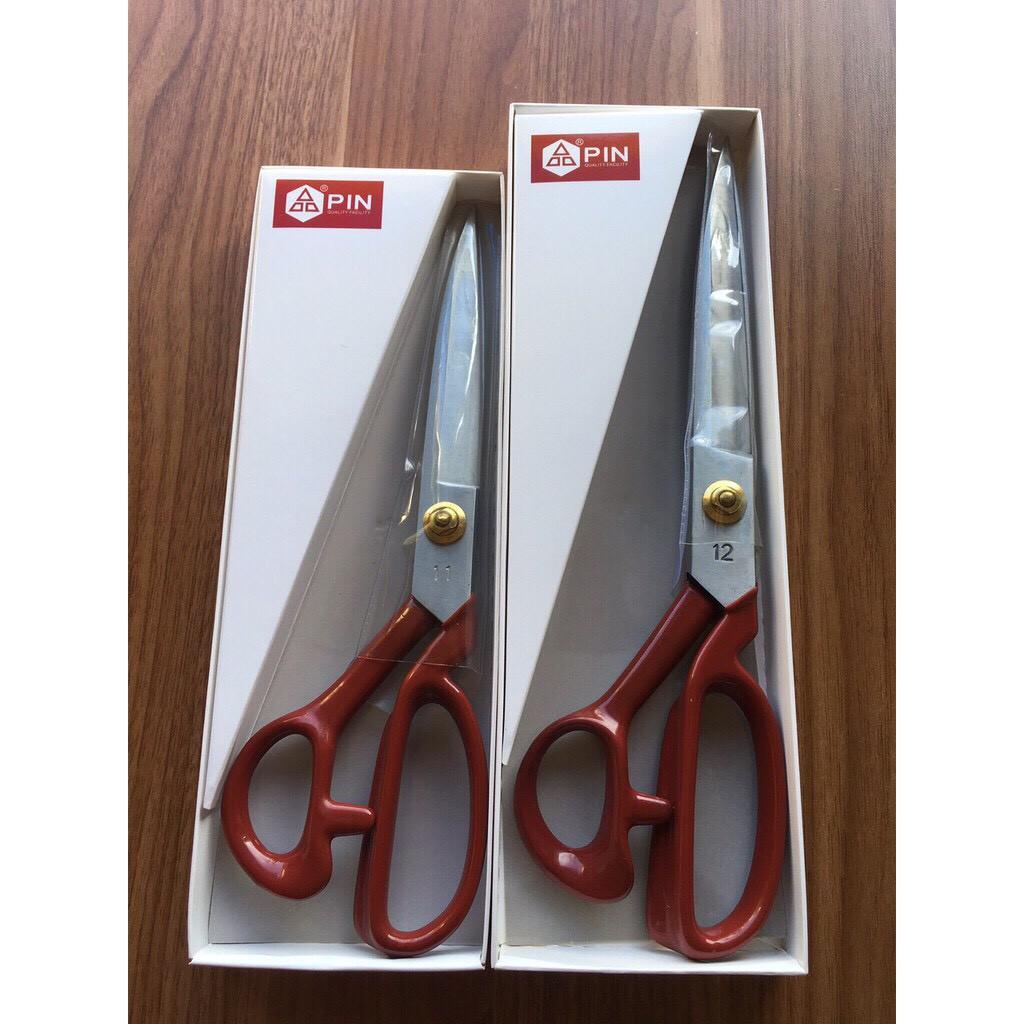 Kéo cắt vải Pin cán ĐỎ lưỡi trắng loại cao cấp size 11inch và 12 inch