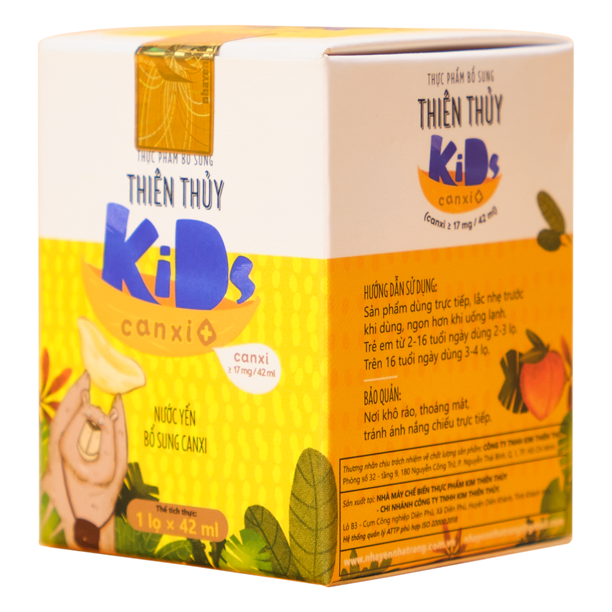 Thùng 60 Lọ Nước Yến Sào Cho Bé Thiên Thủy Kids Canxi + - Nhà Yến Nha Trang Nước Yến Chưng Sẵn - Tổ Yến Chưng Đường Phèn - Yến Trẻ Em - Hàng Chính Hãng