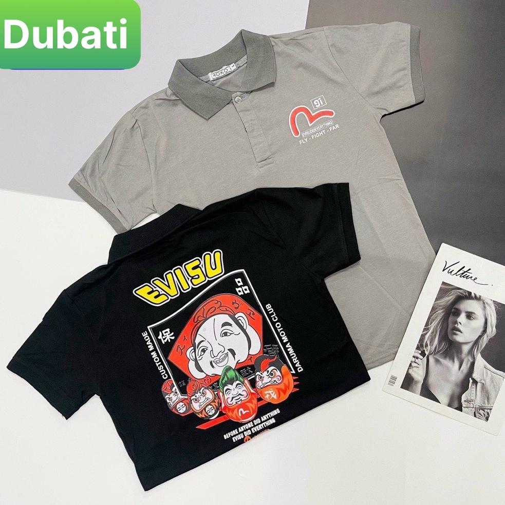 ÁO THUN NAM POLO CỔ TRỤ NAM NỮ VẢI CÁ SẤU IN EVISU CHẤT VẢI COTTON 100% PHONG CÁCH SANG CHẢNH VIP PRO - DUBATI FASHION