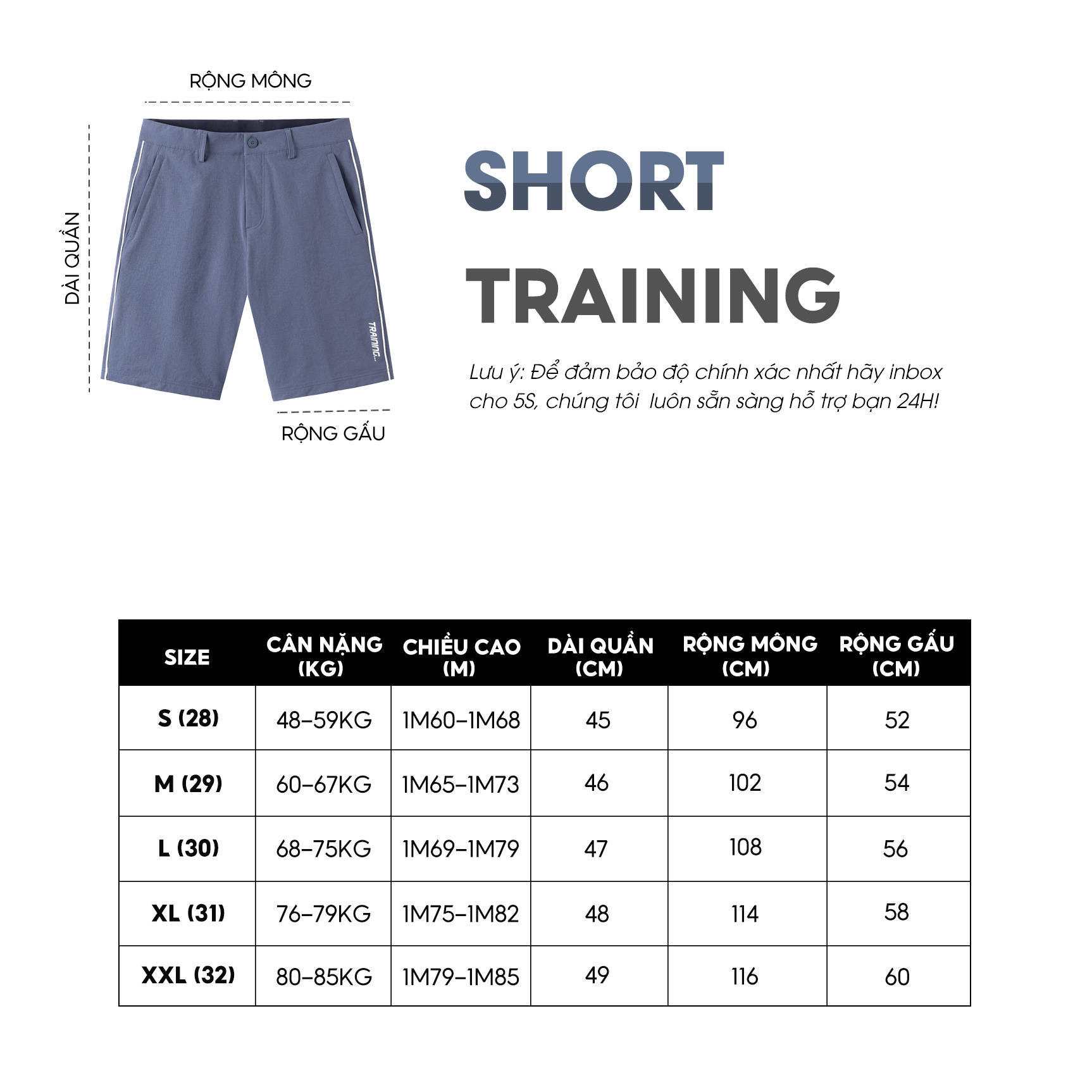 Quần Short Thể Thao Nam 5S TRAINING, Thoáng Khí, Mềm Mại, Thiết Kế Khỏe Khoắn, Có Cúc Cài Co Giãn Thoải Mái (QST23007