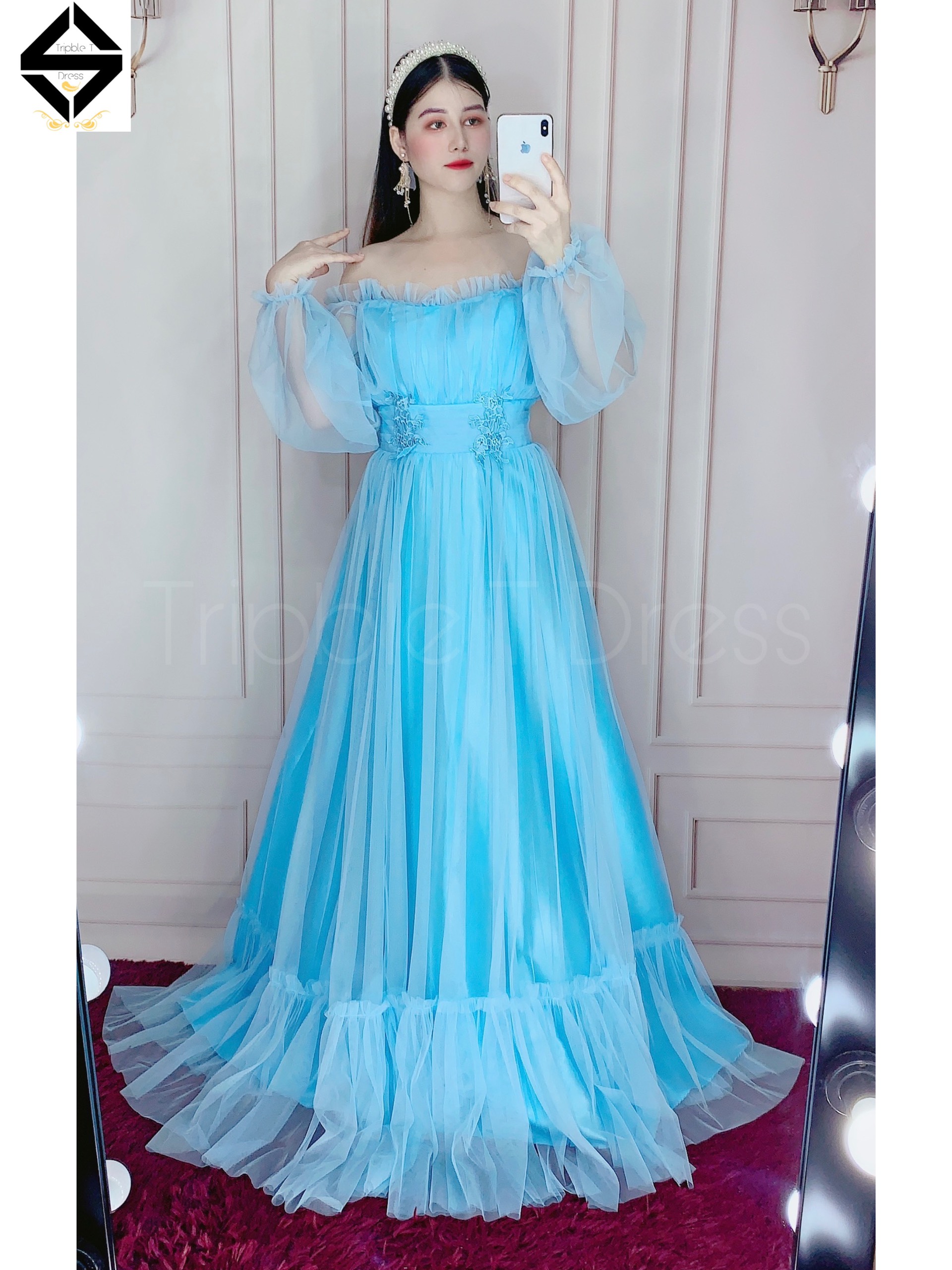 Đầm maxi dự tiệc mặc cưới TRIPBLE T DRESS - size M/L ( ảnh/video thật ) MS165Y