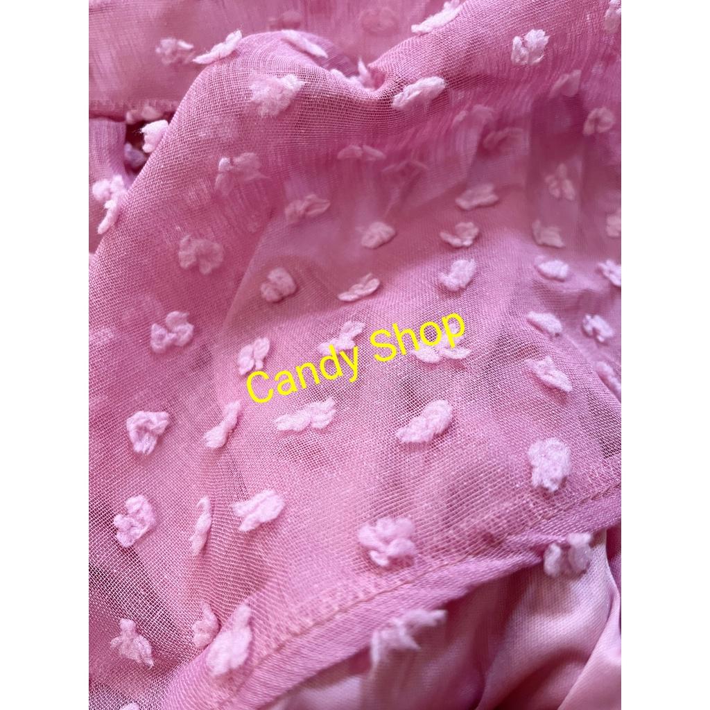 Đầm xoè xô bông 2 dây phối nơ xinh xắn