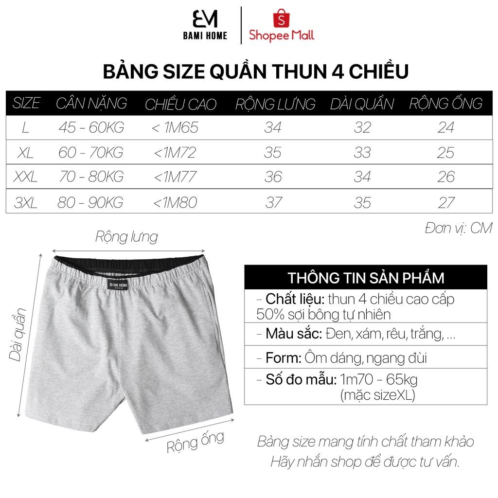 Quần đùi nam BAMIHOME mặc nhà mặc ngủ phông Unisex nam nữ chất thun cotton cao cấp form Slim Fit QNT-01