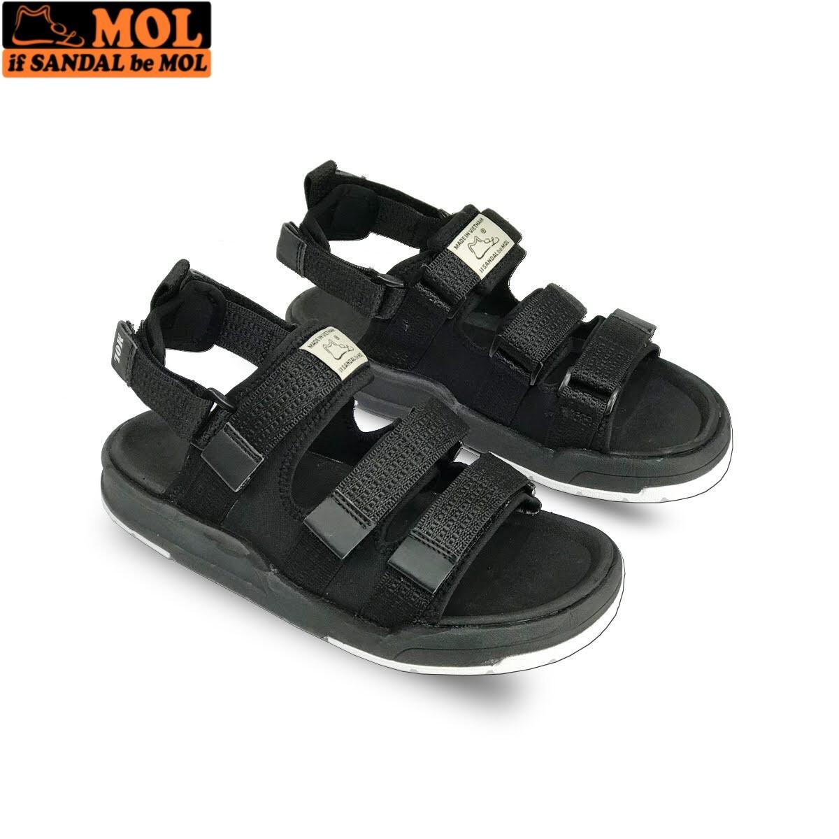 Giày sandal unisex nam nữ 3 quai ngang vải dù có quai hậu tháo rời hiệu MOL mang đi học du lịch MS1802B