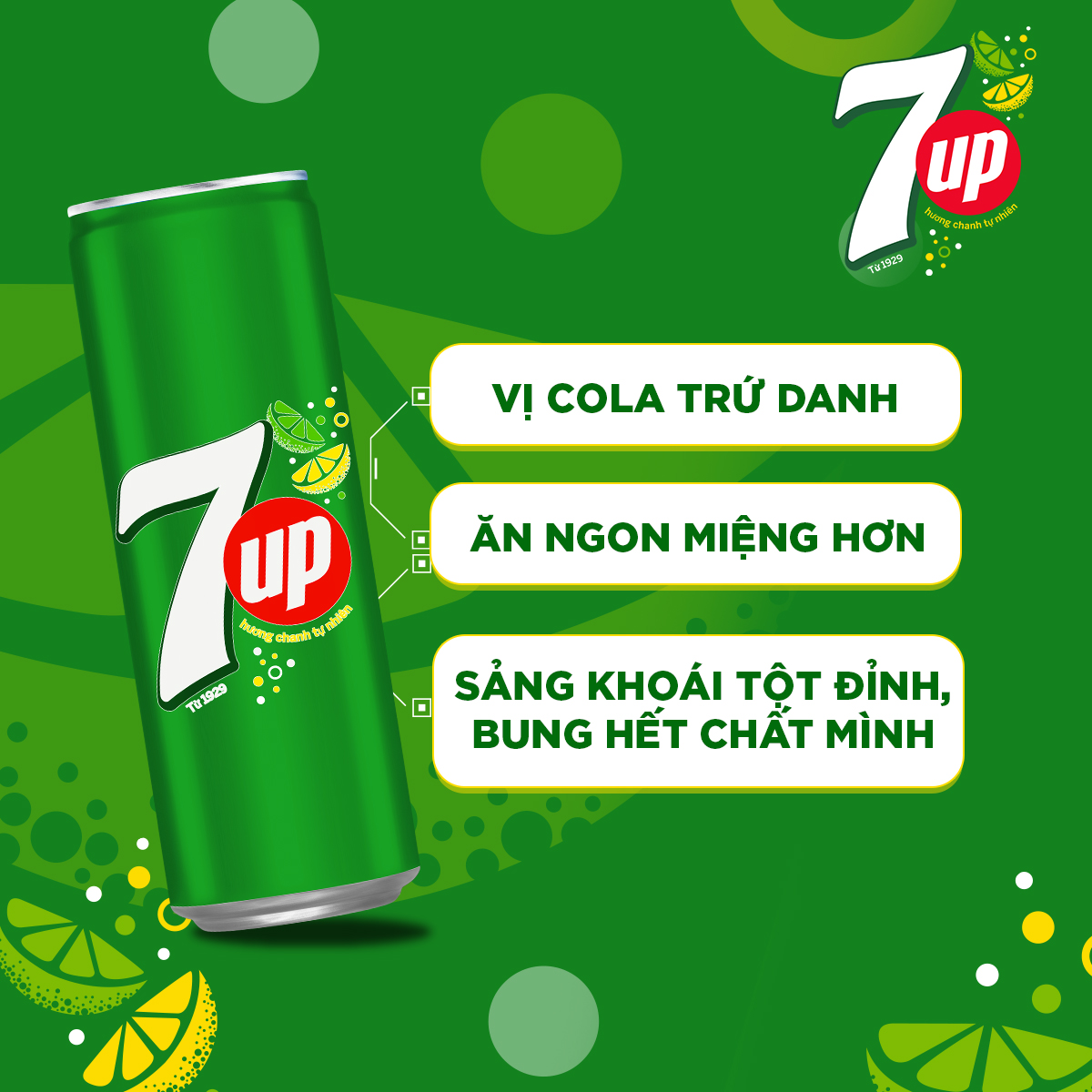 Thùng 24 Lon Nước Ngọt Có Gaz 7UP Lon Vàng (320ml/lon) - Phiên Bản Giới Hạn