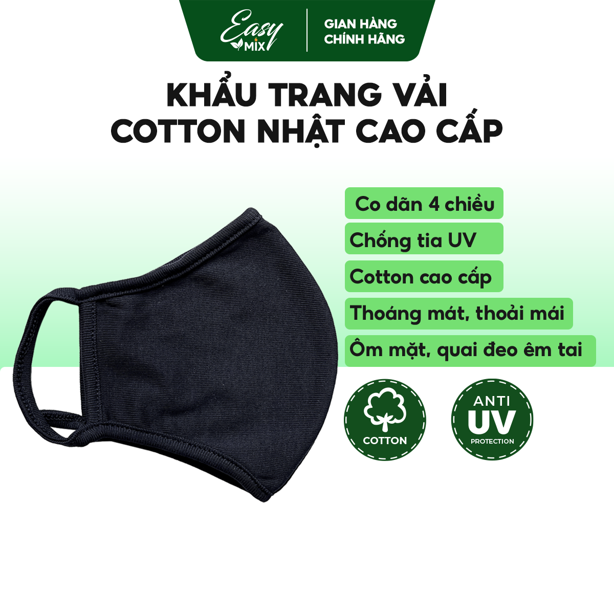 Khẩu Trang Vải Cotton Cao Cấp - combo 5pcs - Màu Xanh Nepal Huyền Bí