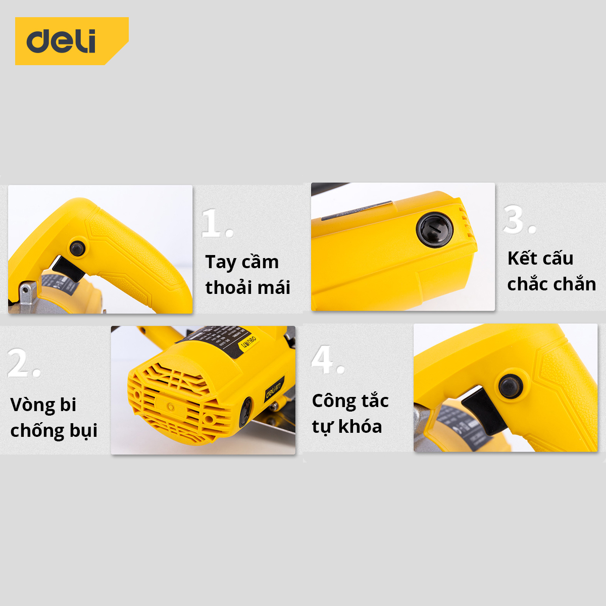 Máy Cắt Đá Deli, Công Suất Mạnh Mẽ, Động Cơ Lõi Đồng Giảm Tiếng Ồn, Sử Dụng Ổn ĐỊnh, Bền Bỉ DL6352