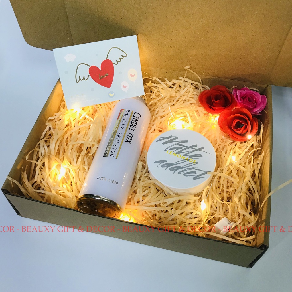 Hộp đựng quà sinh nhật, hộp kraft đựng quà valentine full phụ kiện
