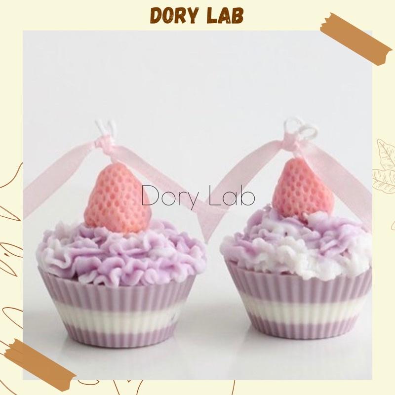 Nến Thơm Cupcake Quả Dâu Tây Handmade Không Khói, Phụ Kiện Decor, Quà Tặng - Dory Lab