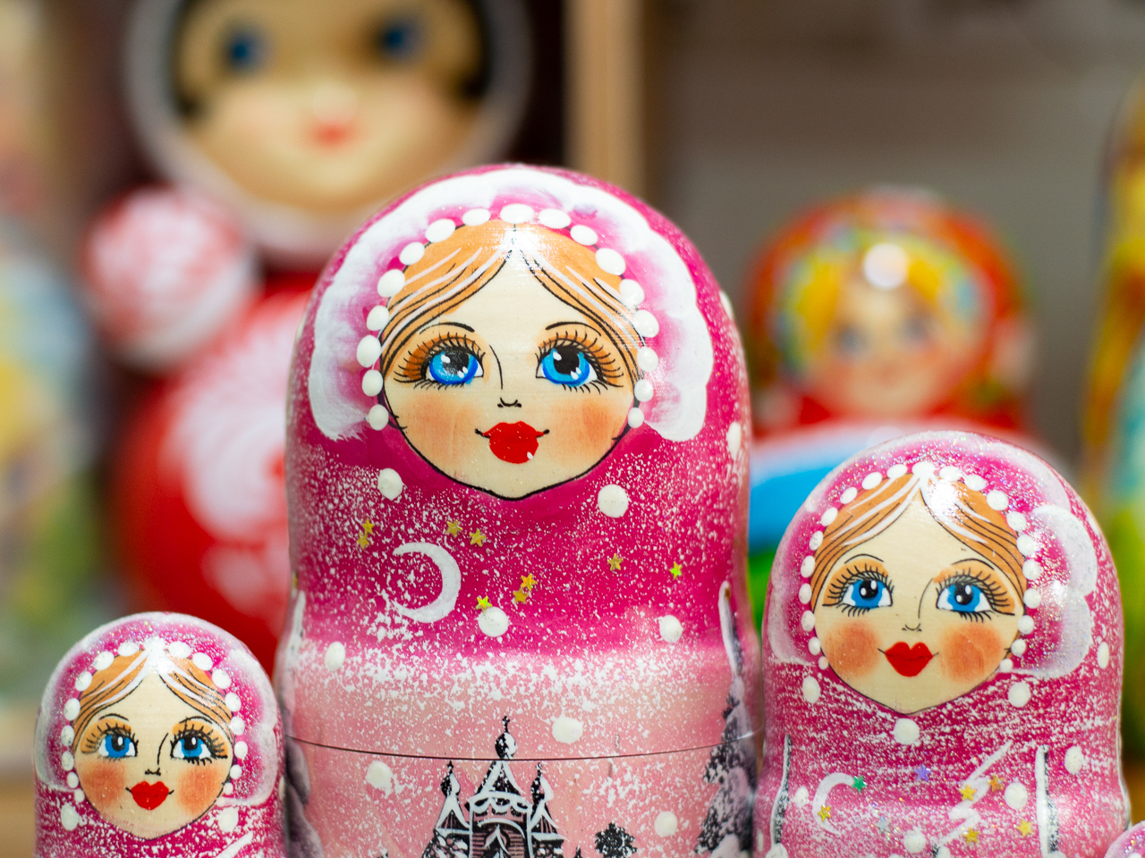 BỘ BÚP BÊ NGA MATRYOSHKA 5 LỚP 18CM "PHONG CẢNH MÙA ĐÔNG" QUÀ LƯU NIỆM NGA CỰC ĐẸP VÀ ĐỘC ĐÁO