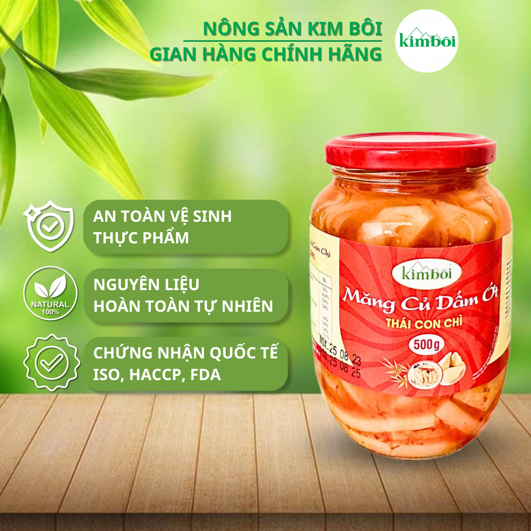 Măng Củ Dấm Ớt Thái Con Chì Kim Bôi - Lọ 500g