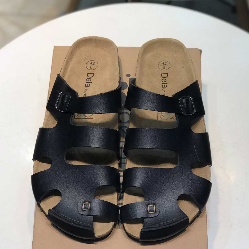 Dép Đế Trấu Nam Nữ Chiến Binh Bít Mũi Detaunisex Màu Đen - DETA41