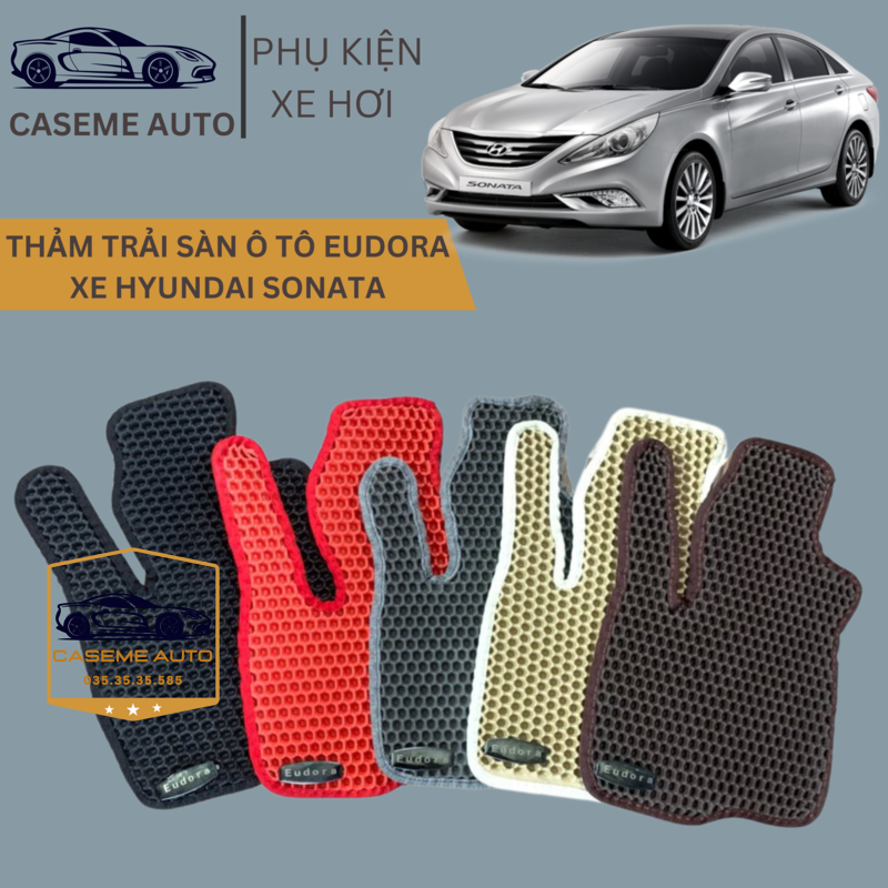 Thảm Trải Sàn, Lót Sàn Ô Tô Cao Su Eudora CloudFoam Thiết Kế Theo Xe Dành Cho Xe HYUNDAI SONATA, Chống Nước, Không Mùi, Ngăn Bụi Bẩn, Dễ Vệ Sinh - Hàng Chính Hãng