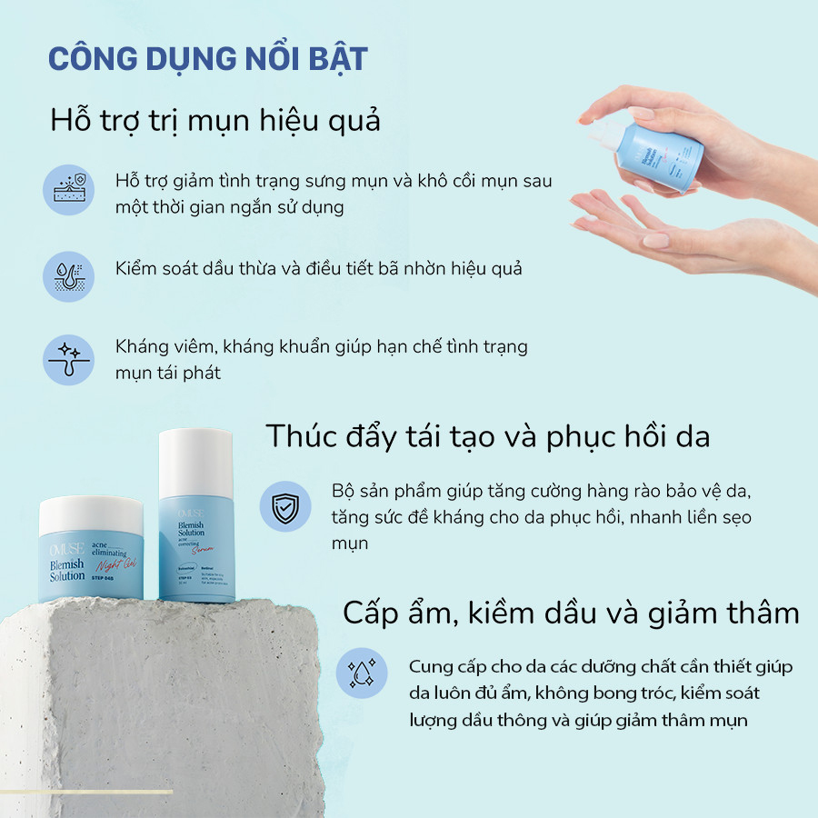 Bộ sản phẩm toàn diện dành cho da mụn OMUSE Blemish Solution Acne Correcting