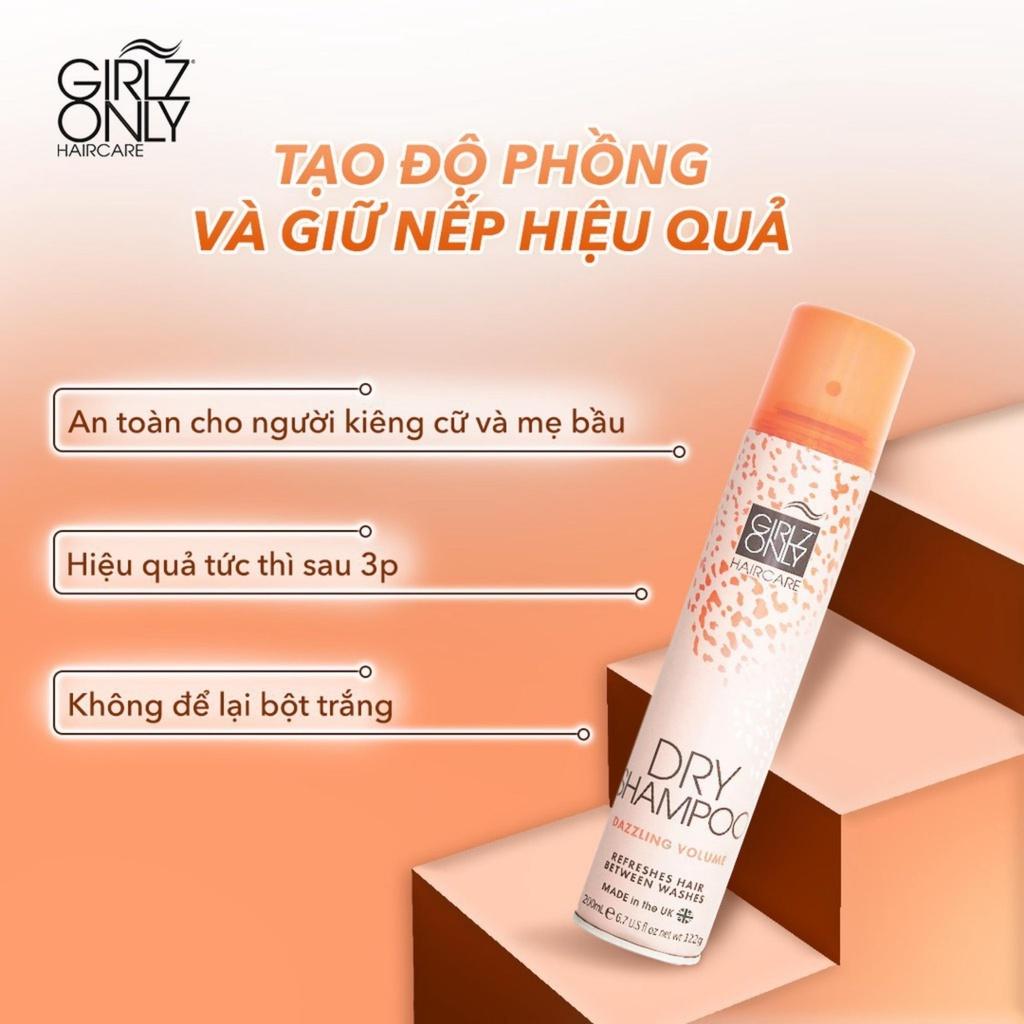 Dầu Gội Khô Girlz Only Dry Shampoo Dazzling Volume Sạch Dầu Và Bồng Bềnh Ngay Lập Tức (Cam) 200ml