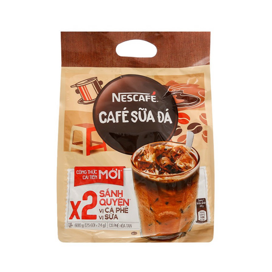 Cà phê hòa tan NESCAFÉ - Cà Phê Sữa Đá (bịch 25 gói x 24g)