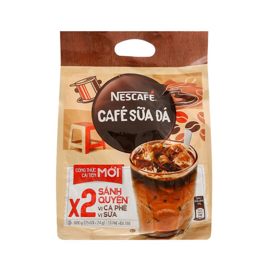 [Tặng bình Jug 1L] Cà phê hòa tan NESCAFÉ - Cà Phê Sữa Đá (bịch 25 gói x 24g)