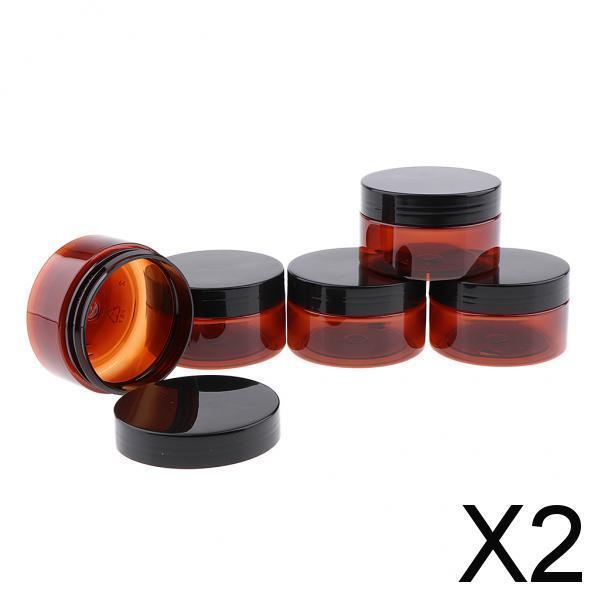 10 Pcs Makeup Pot Empty Cosmetic Jars Cream Gel Container Black Plastic Lid