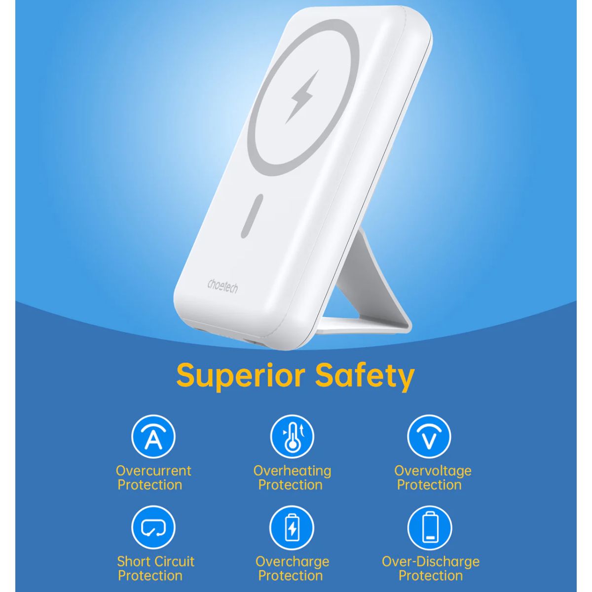 Pin sạc dự phòng không dây Mag-safe kèm chân đỡ Choetech B663 công suất 20w dung lượng 10000mAh (Hàng chính hãng)