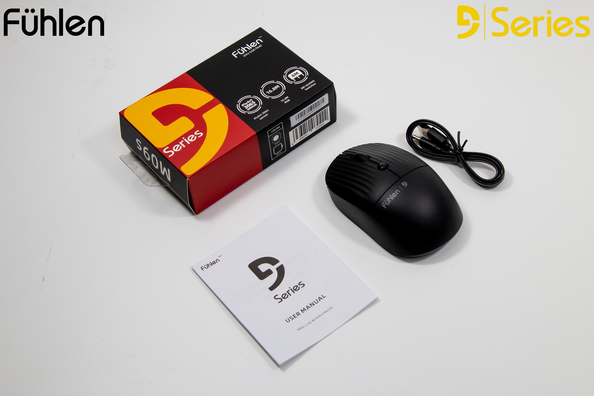 Chuột không dây Pin sạc led RGB Fuhlen M09s - Siêu bền, pin 600 mAh, Bh 2 năm- Hàng chính hãng