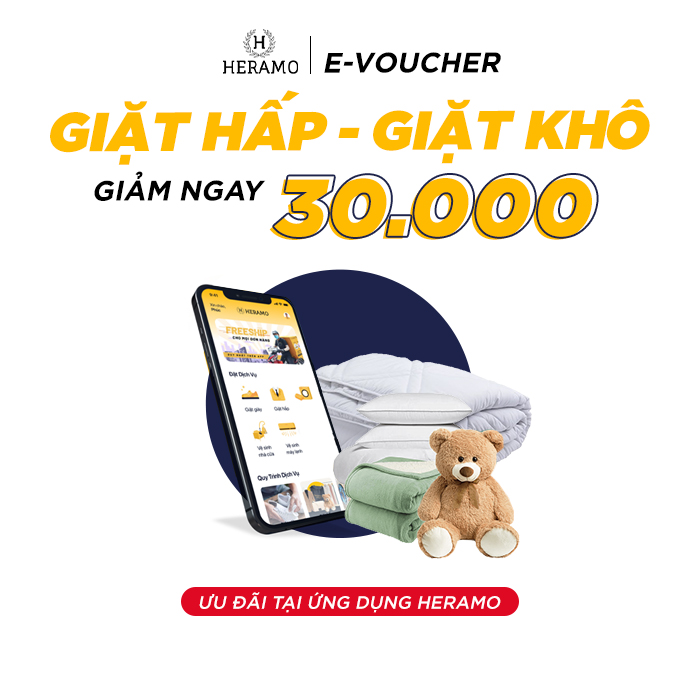 Hình ảnh HCM [E-voucher] Giảm 30K Giặt Hấp Thú Nhồi Gấu Bông, Chăn Mền, Ga Gối, Drap Giường - giao nhận tận nơi tại ứng dụng HERAMO