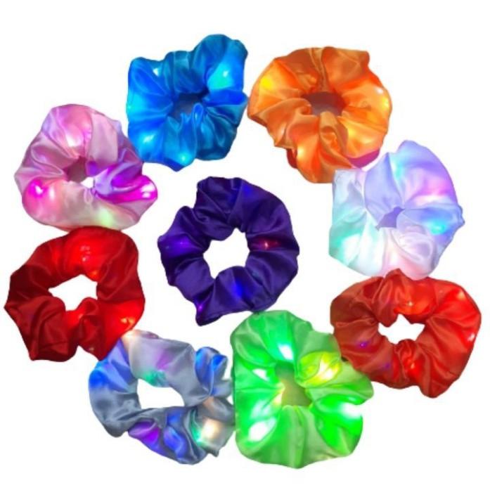 Dây Buộc Tóc Scrunchies Phát Sáng kiểu Hàn Quốc Cute Bằng Vải,Có Đèn Led Phát Sáng Siêu Đẹp, Dây Thun Co Giãn