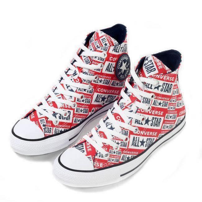 Giày Sneaker Unisex cổ cao màu đỏ Converse Chuck Taylor All Star Logo Play Hi Red - 166984V