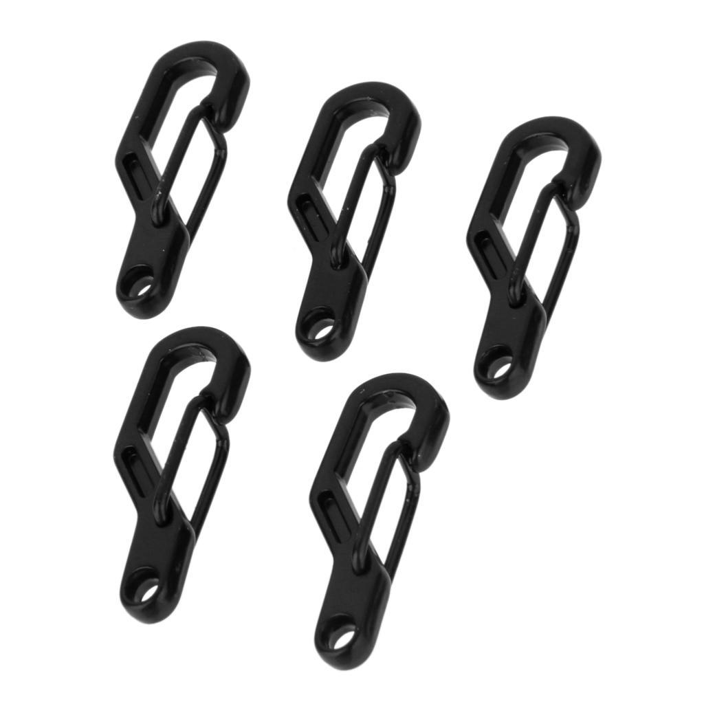 5pcs D Ring Climbing Hanging Buckle Snap Keychain Carabiners - Black